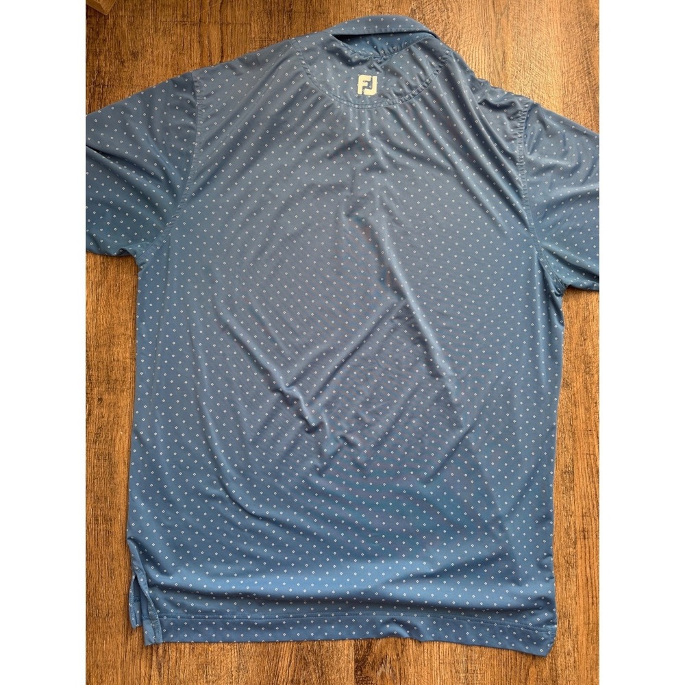 FootJoy FJ Golf Polo Shirt Mens Large Blue Geometric Print Performance Stretch‎ - Picture 7 of 10